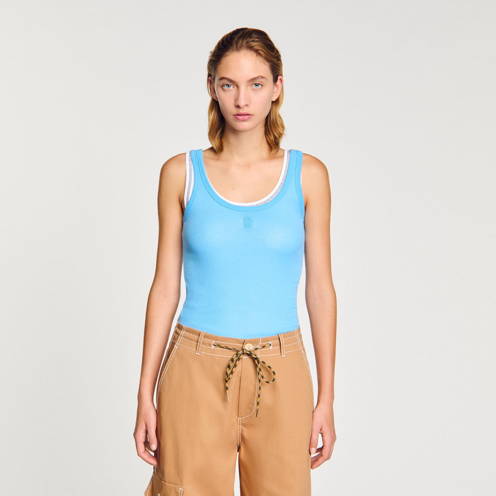 Sandro / Ribbed vest top Blue