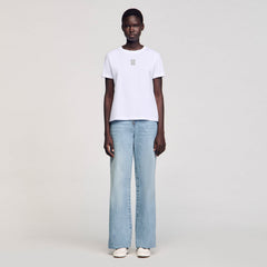 Sandro / Cotton T-shirt with embroidery White