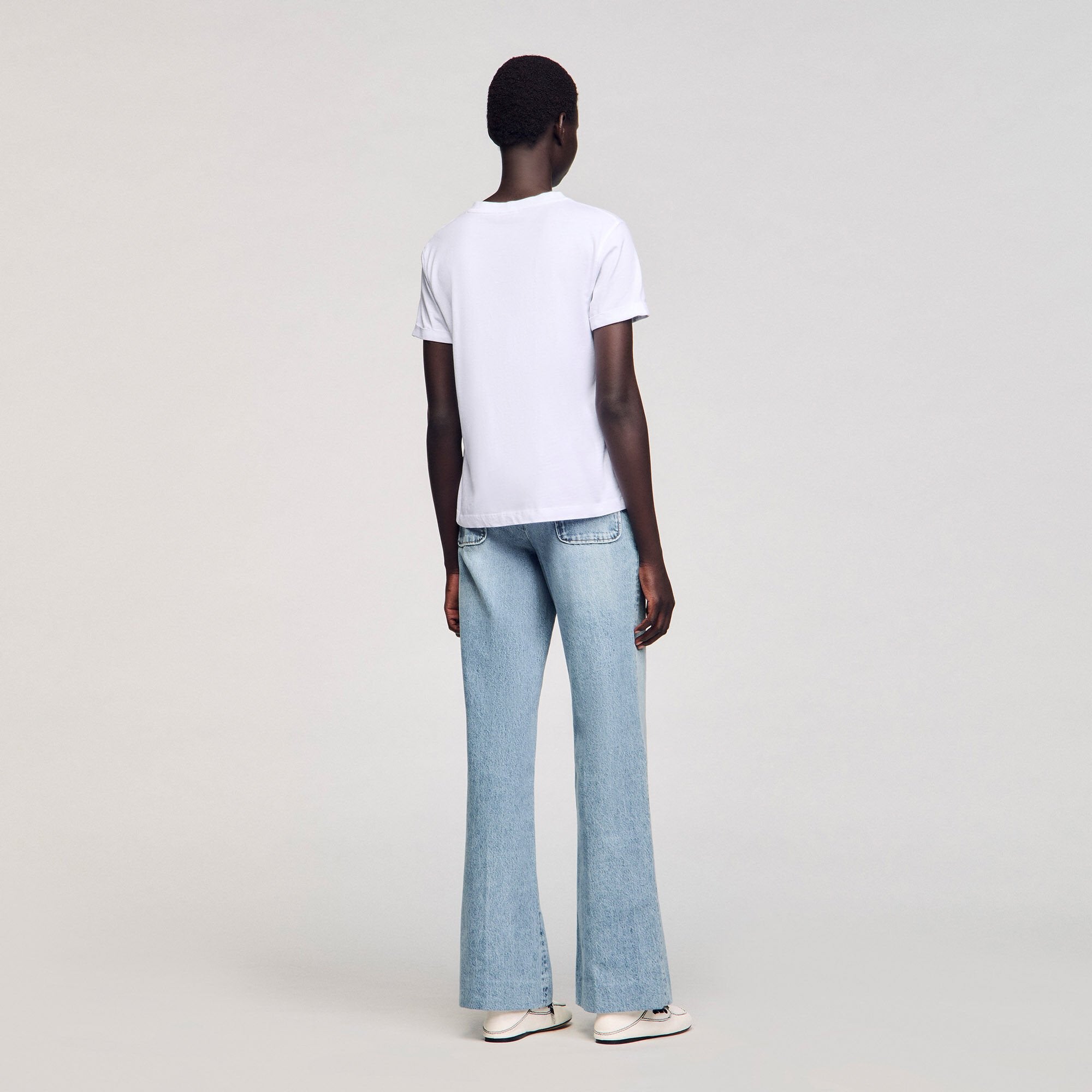 Sandro / Cotton T-shirt with embroidery White
