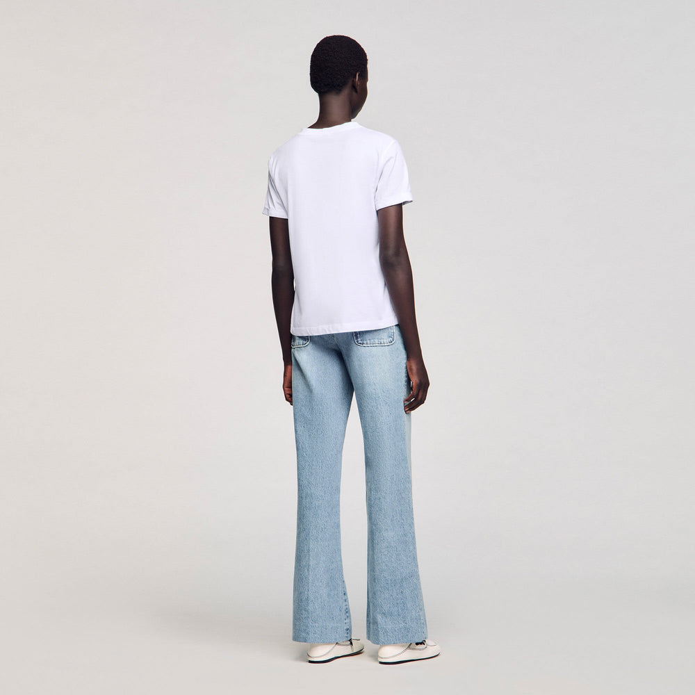 Sandro / Cotton T-shirt with embroidery White