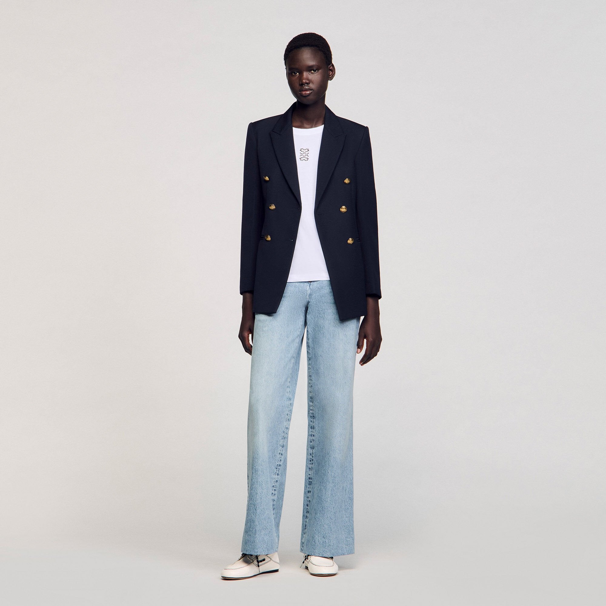Sandro / Cotton T-shirt with embroidery White