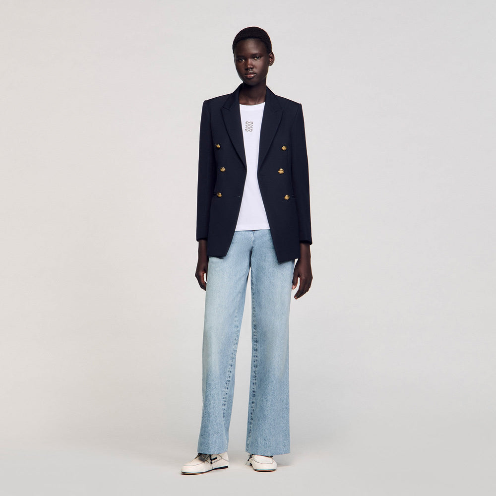 Sandro / Cotton T-shirt with embroidery White