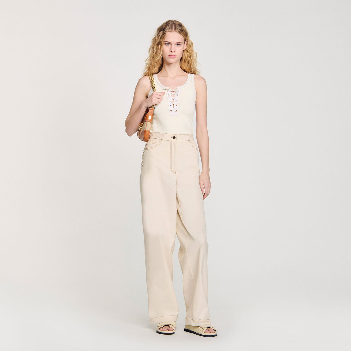 Sandro / Lace-up vest top Ecru
