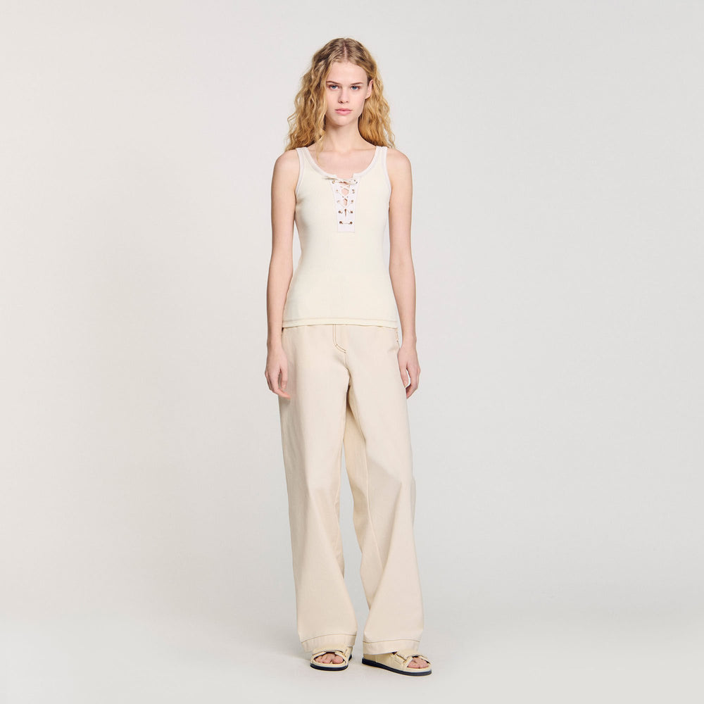 Sandro / Lace-up vest top Ecru