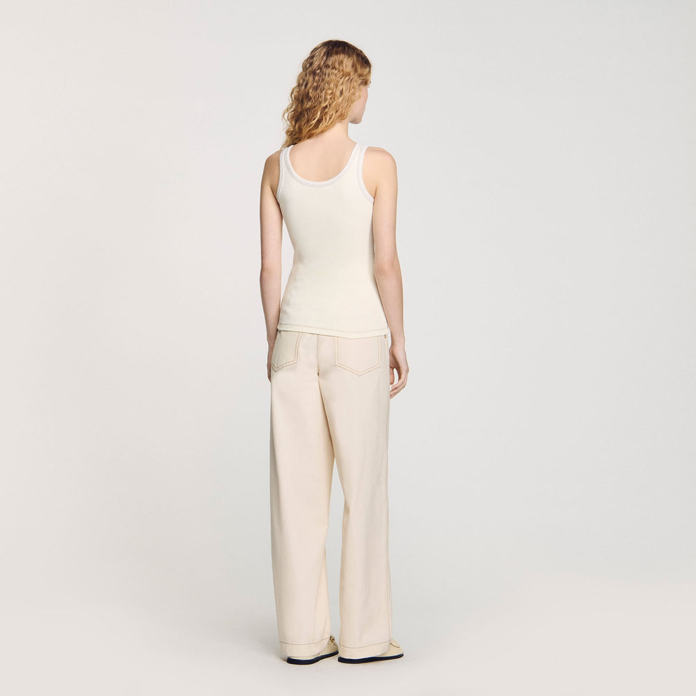 Sandro / Lace-up vest top Ecru