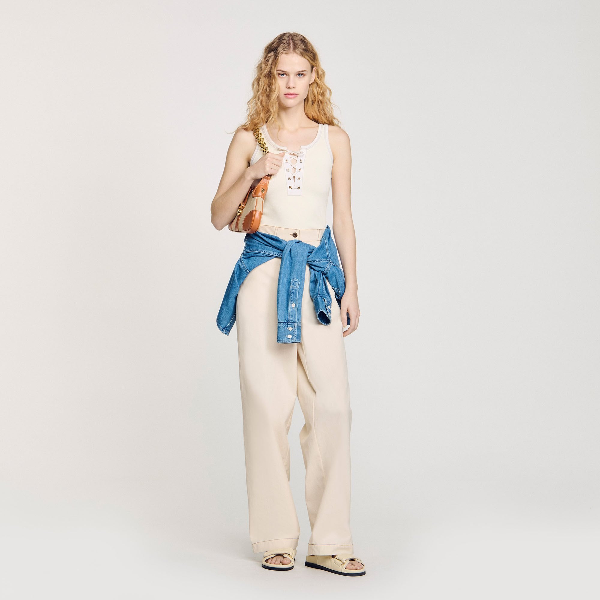Sandro / Lace-up vest top Ecru