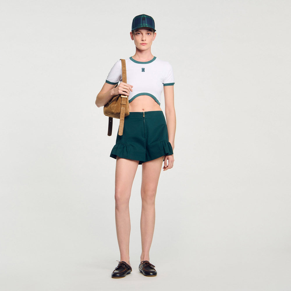 Sandro / Two-tone cropped T-shirt White