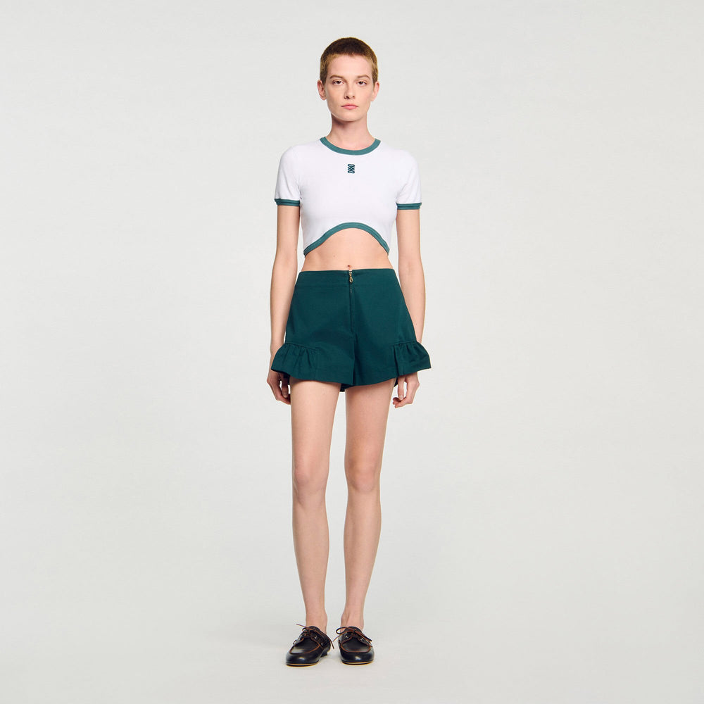 Sandro / Two-tone cropped T-shirt White