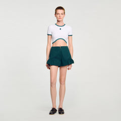 Sandro / Two-tone cropped T-shirt White