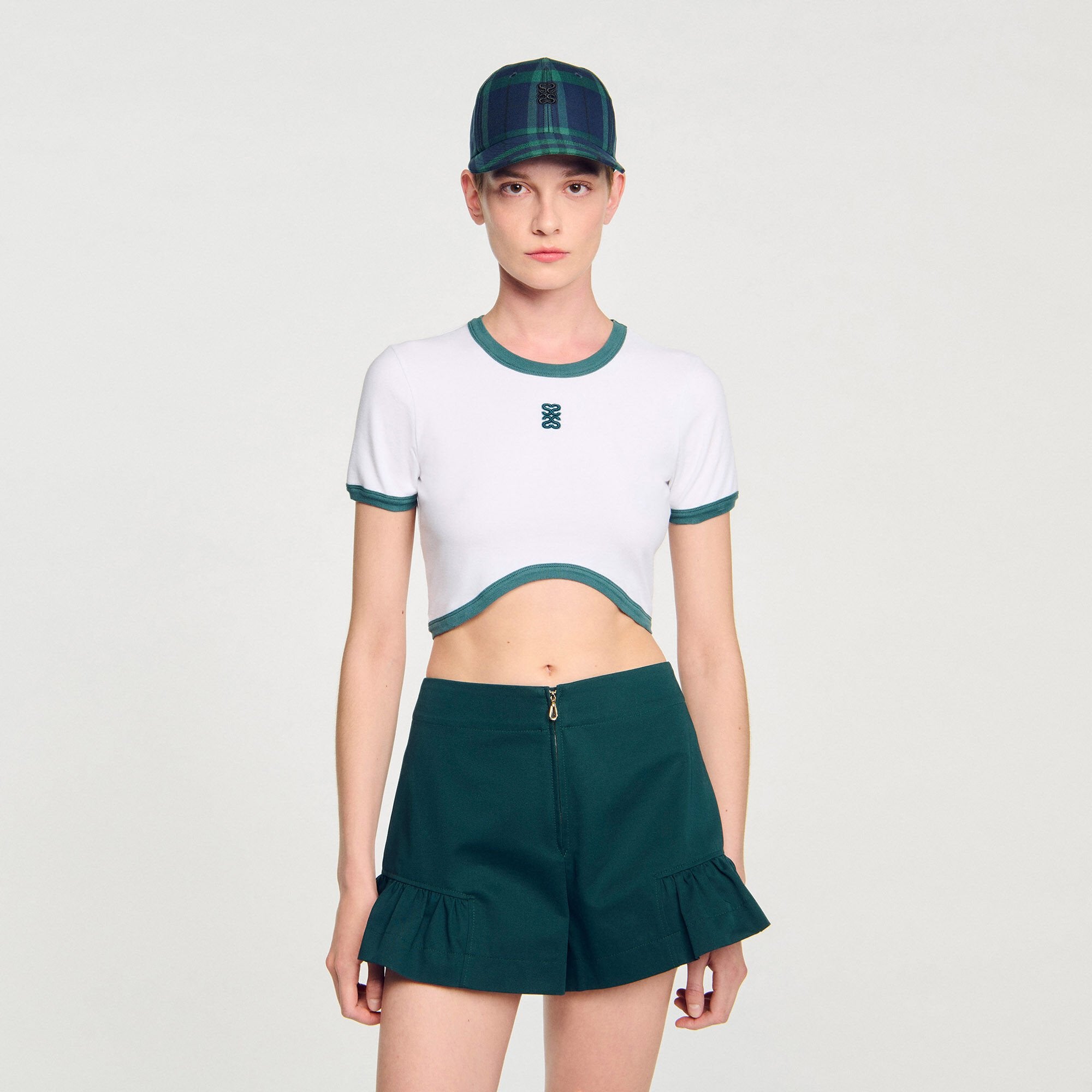 Sandro / Two-tone cropped T-shirt White