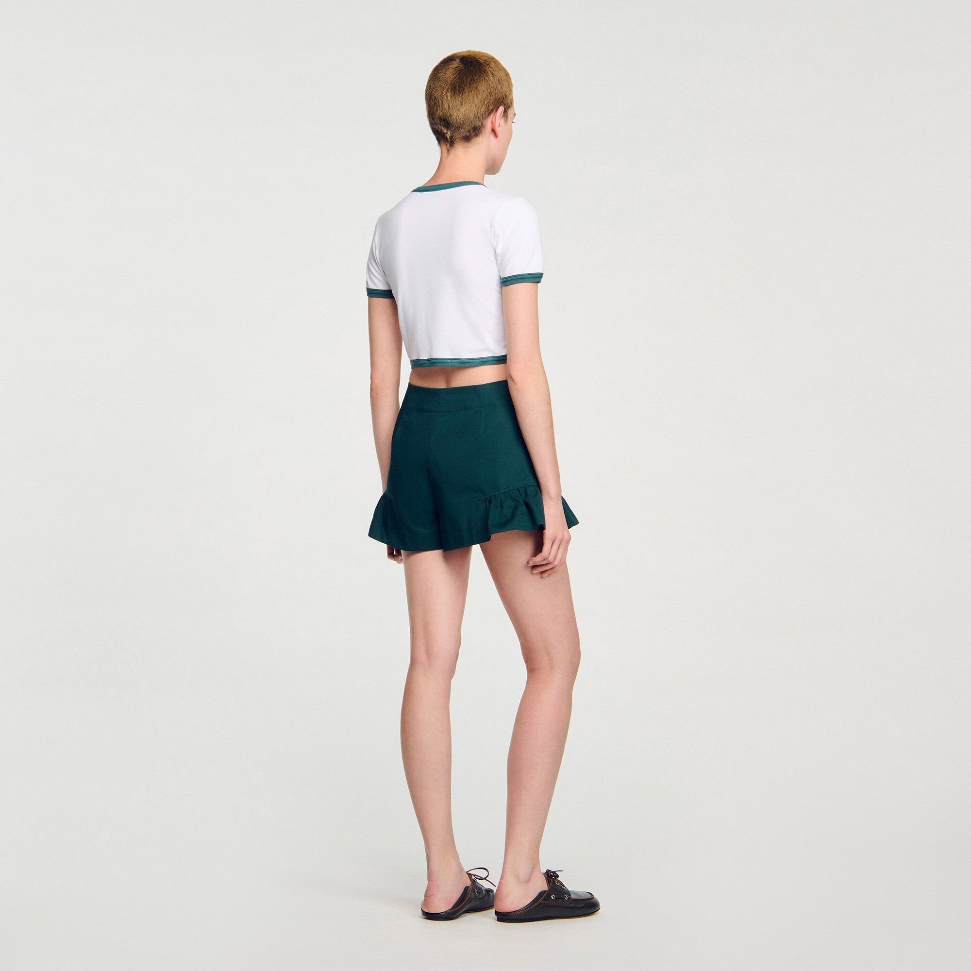 Sandro / Two-tone cropped T-shirt White