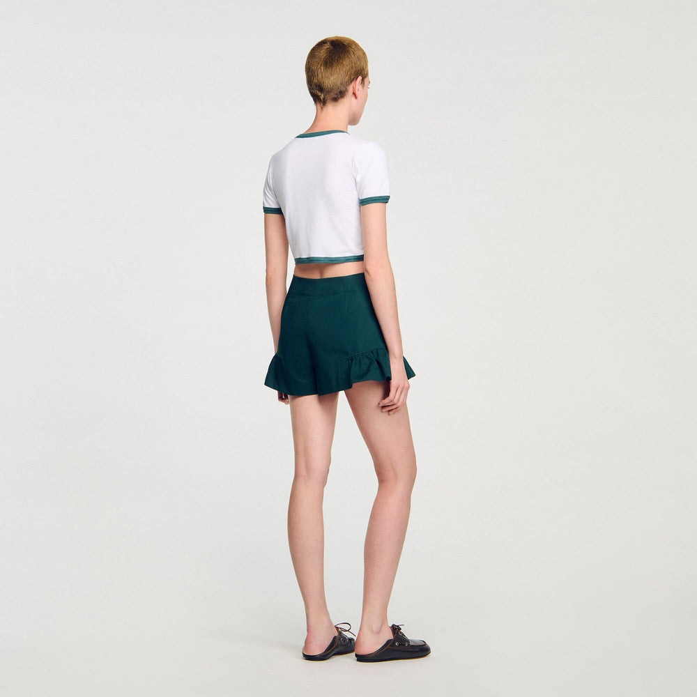 Sandro / Two-tone cropped T-shirt White