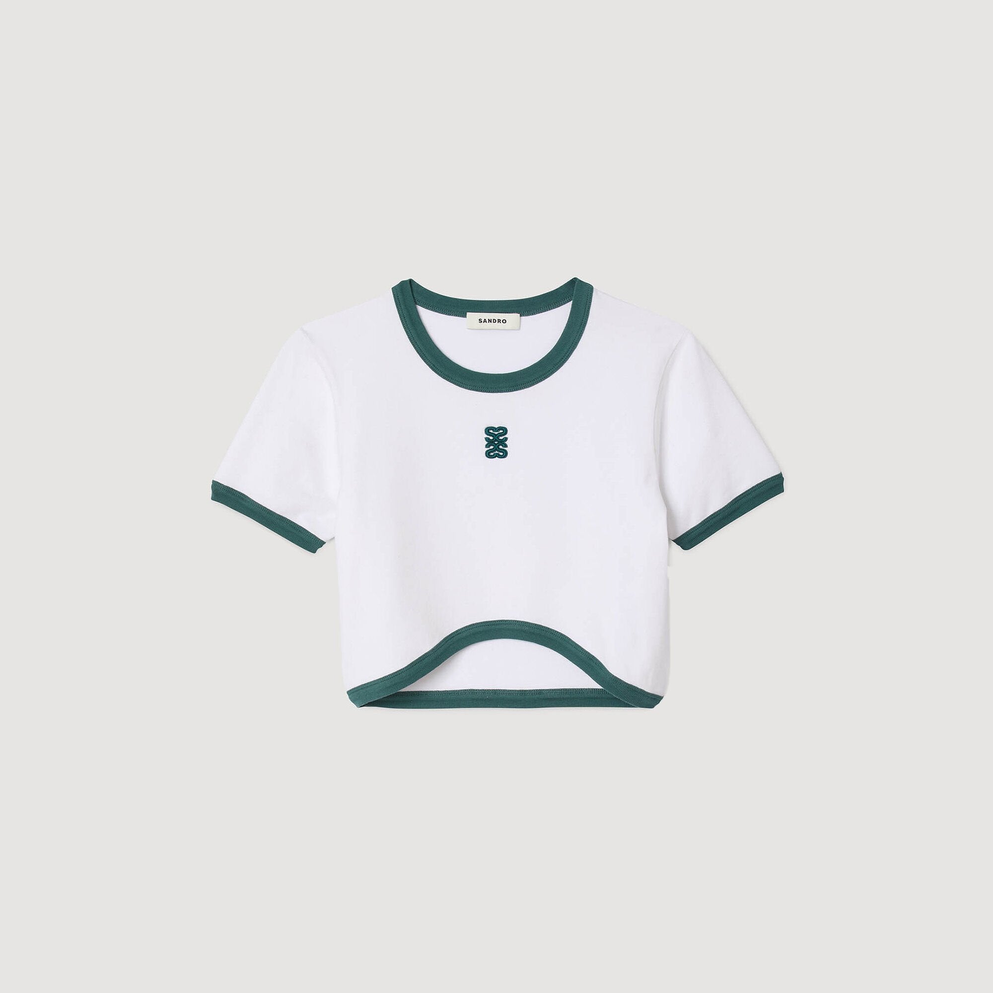 Sandro / Two-tone cropped T-shirt White