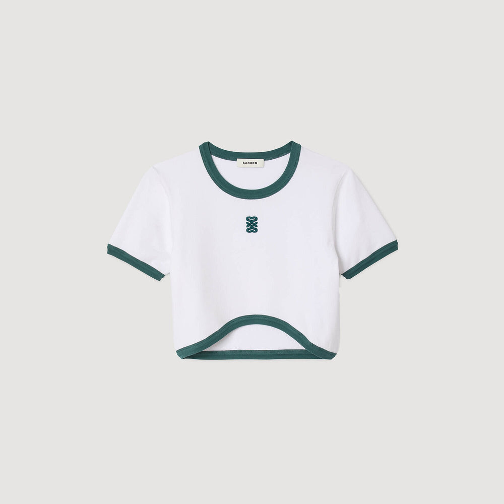 Sandro / Two-tone cropped T-shirt White