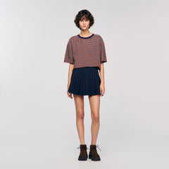 Sandro / Striped rhinestone T-shirt Brown / Deep Blu