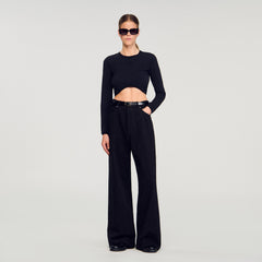 Sandro / Cropped embroidered T-shirt Black