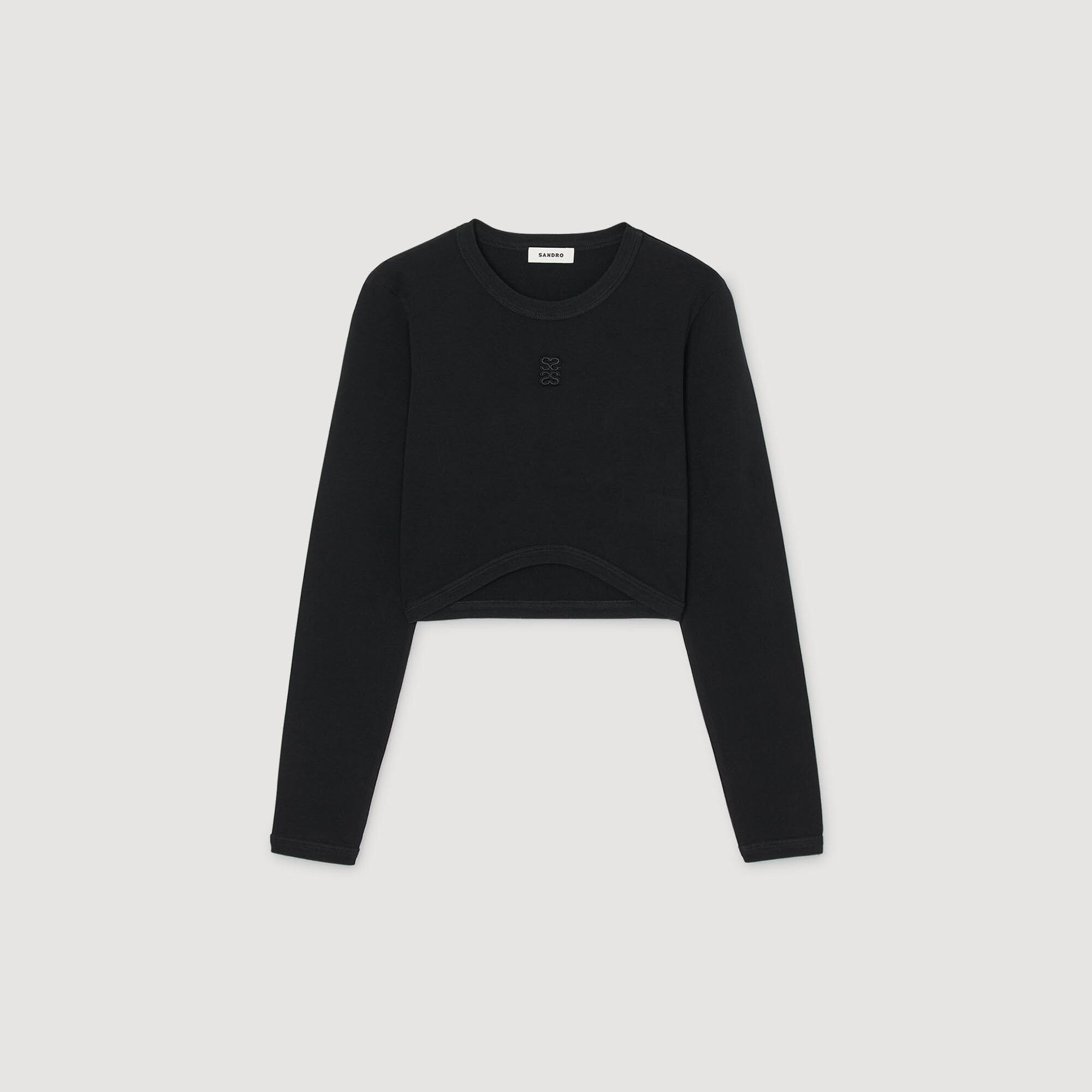 Sandro / Cropped embroidered T-shirt Black