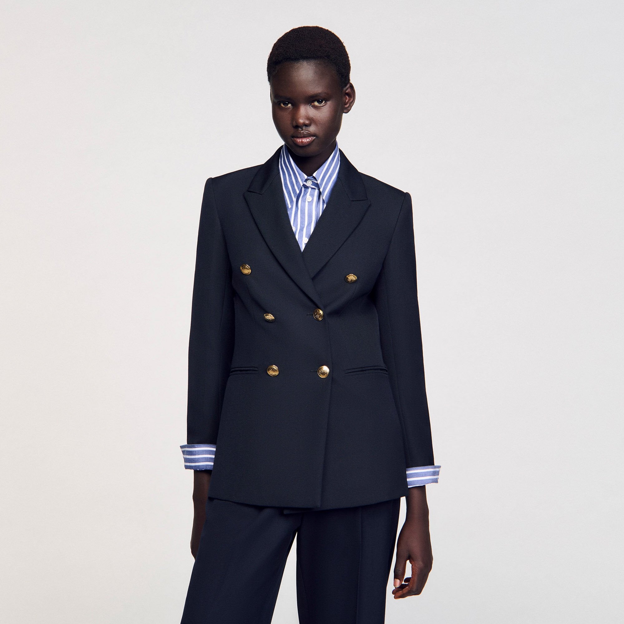 Sandro / Double-breasted suit jacket Navy Blue