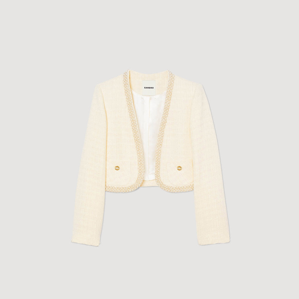 Sandro / Cropped tweed jacket Ecru