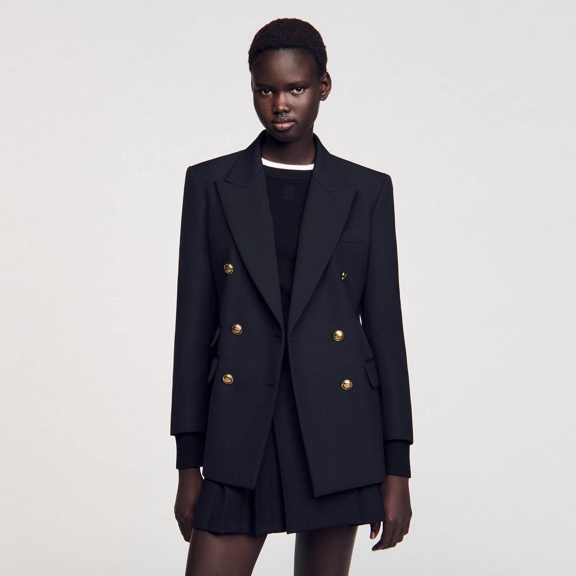 Sandro / Double-breasted suit jacket Black