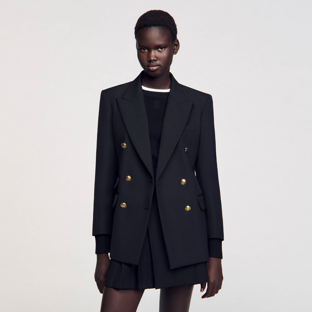 Sandro / Double-breasted suit jacket Black