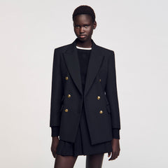 Sandro / Double-breasted suit jacket Black