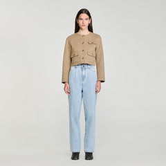 Sandro / Cropped button-down jacket Beige