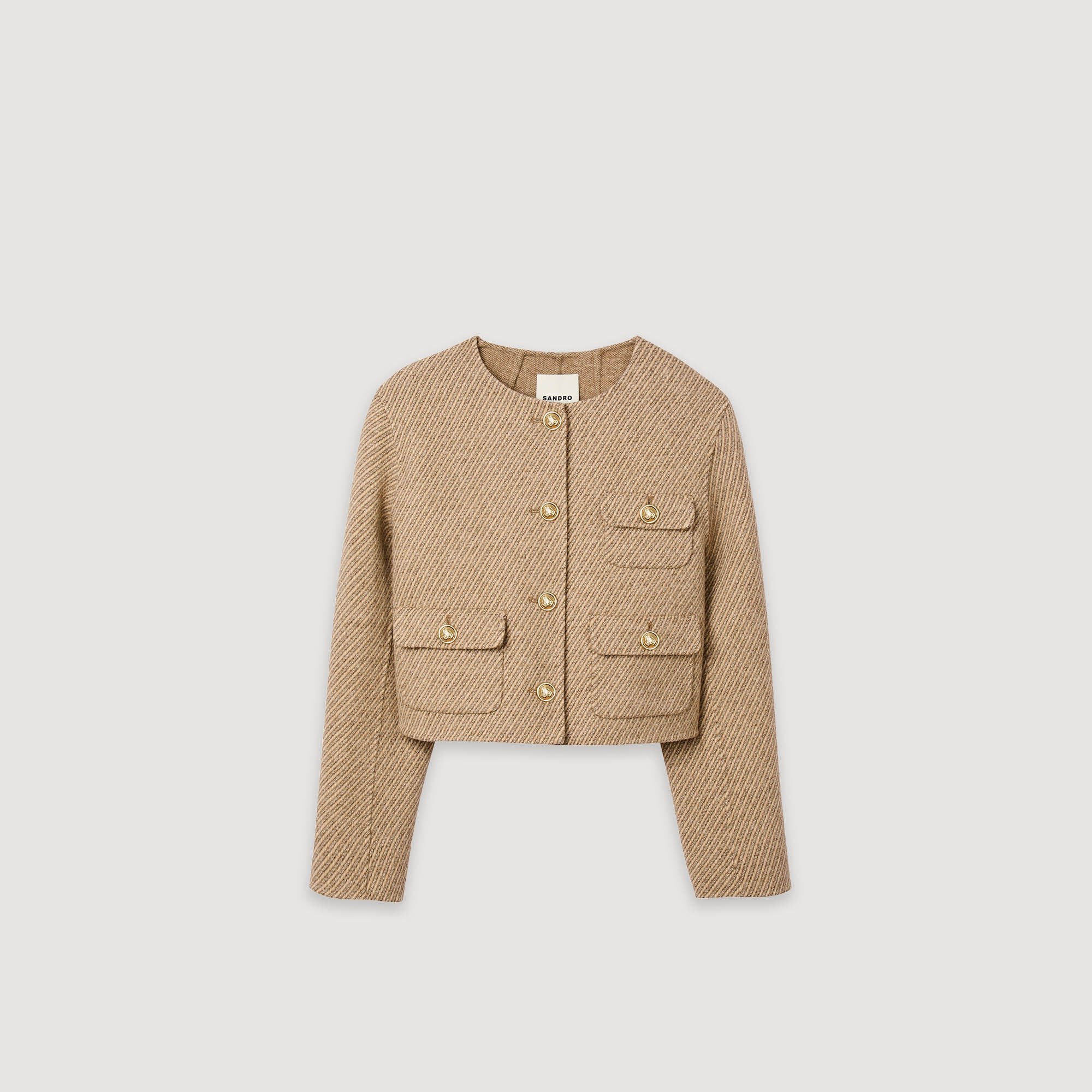 Sandro / Cropped button-down jacket Beige