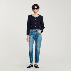 Sandro / Jacket with beaded collar Black