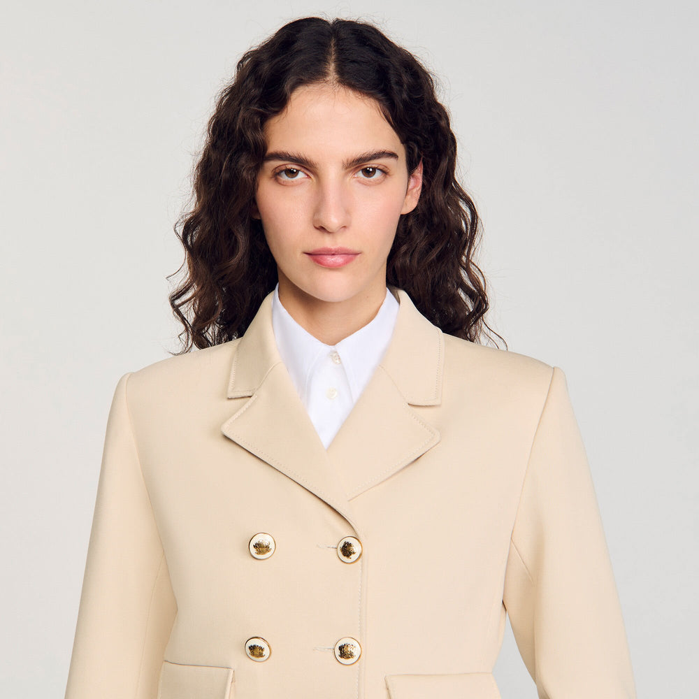 Sandro / Cropped buttoned jacket Sand
