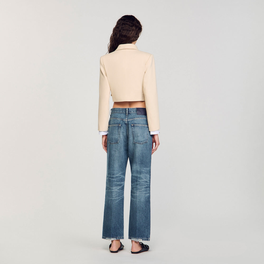 Sandro / Cropped buttoned jacket Sand