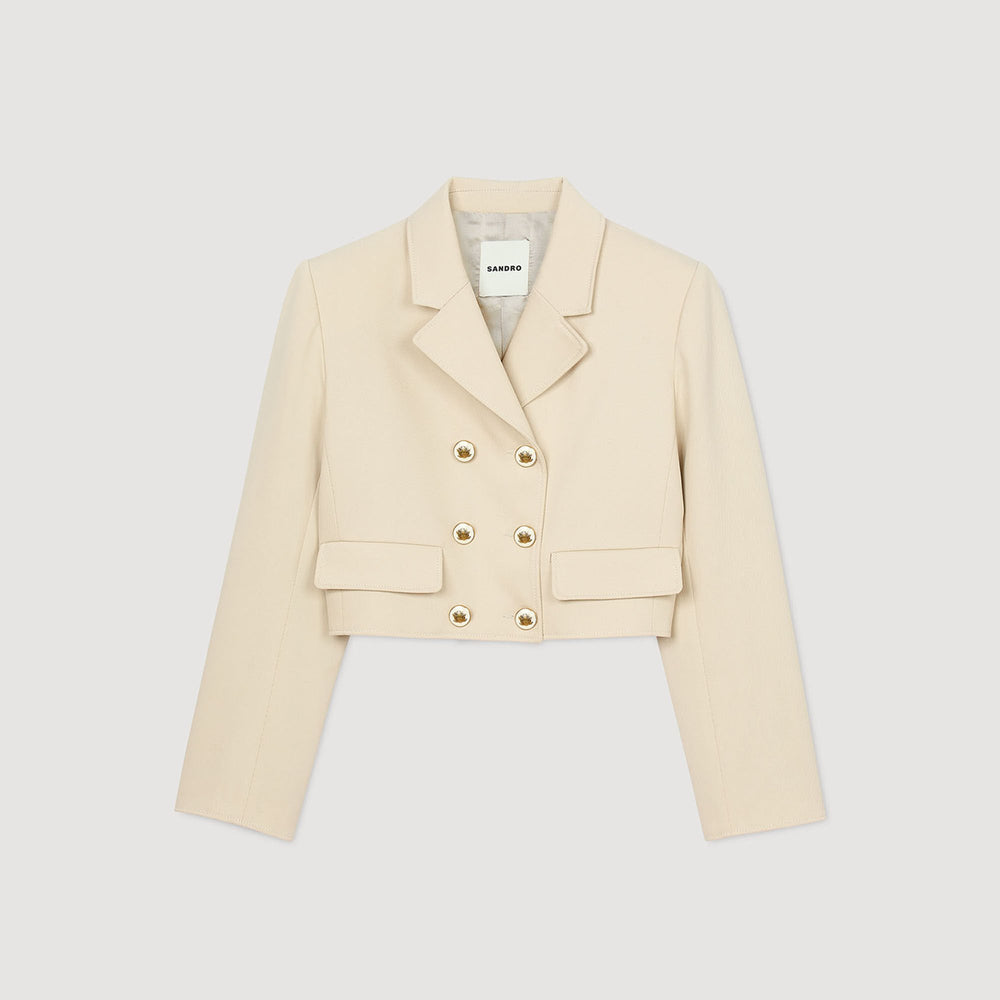 Sandro / Cropped buttoned jacket Sand