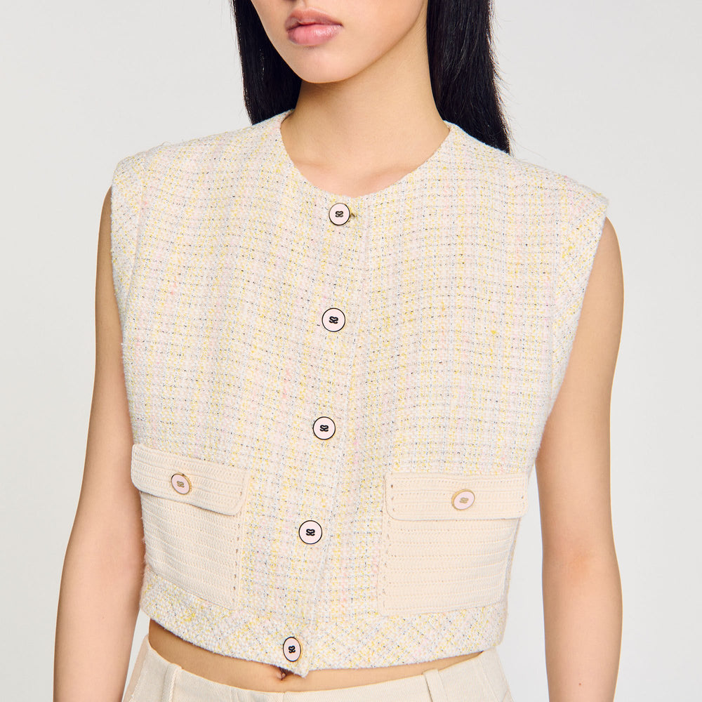 Sandro / Decorative tweed jacket Yellow / Ecru