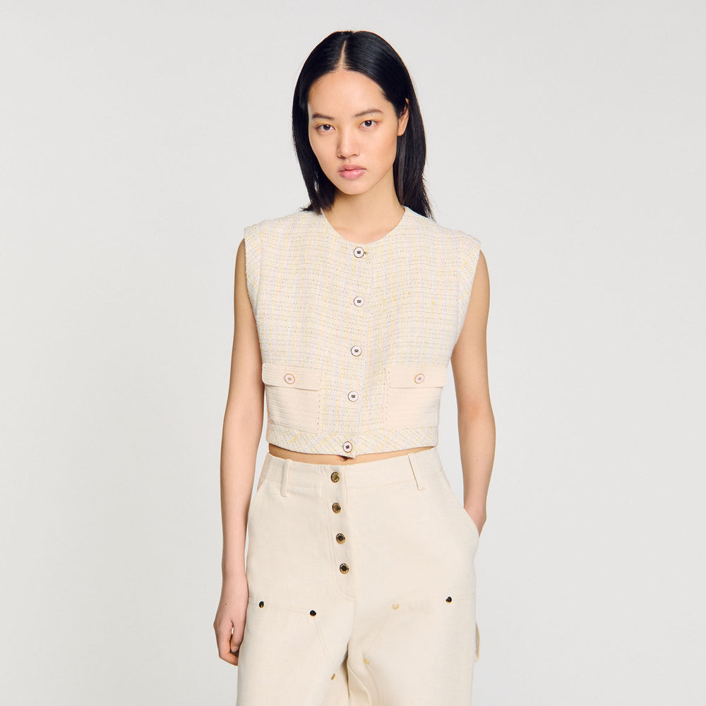 Sandro / Decorative tweed jacket Yellow / Ecru