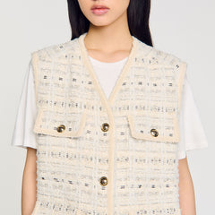 Sandro / Sleeveless tweed jacket Ecru / Lurex
