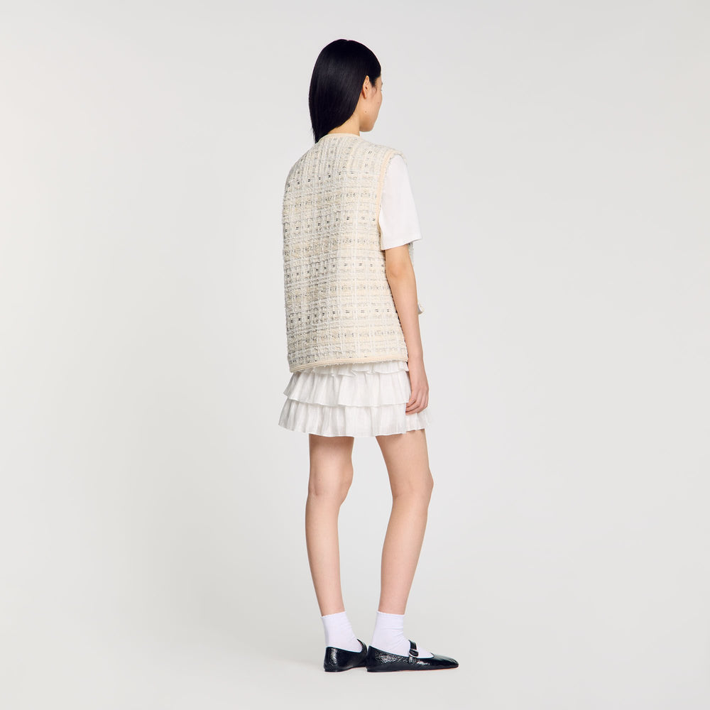 Sandro / Sleeveless tweed jacket Ecru / Lurex