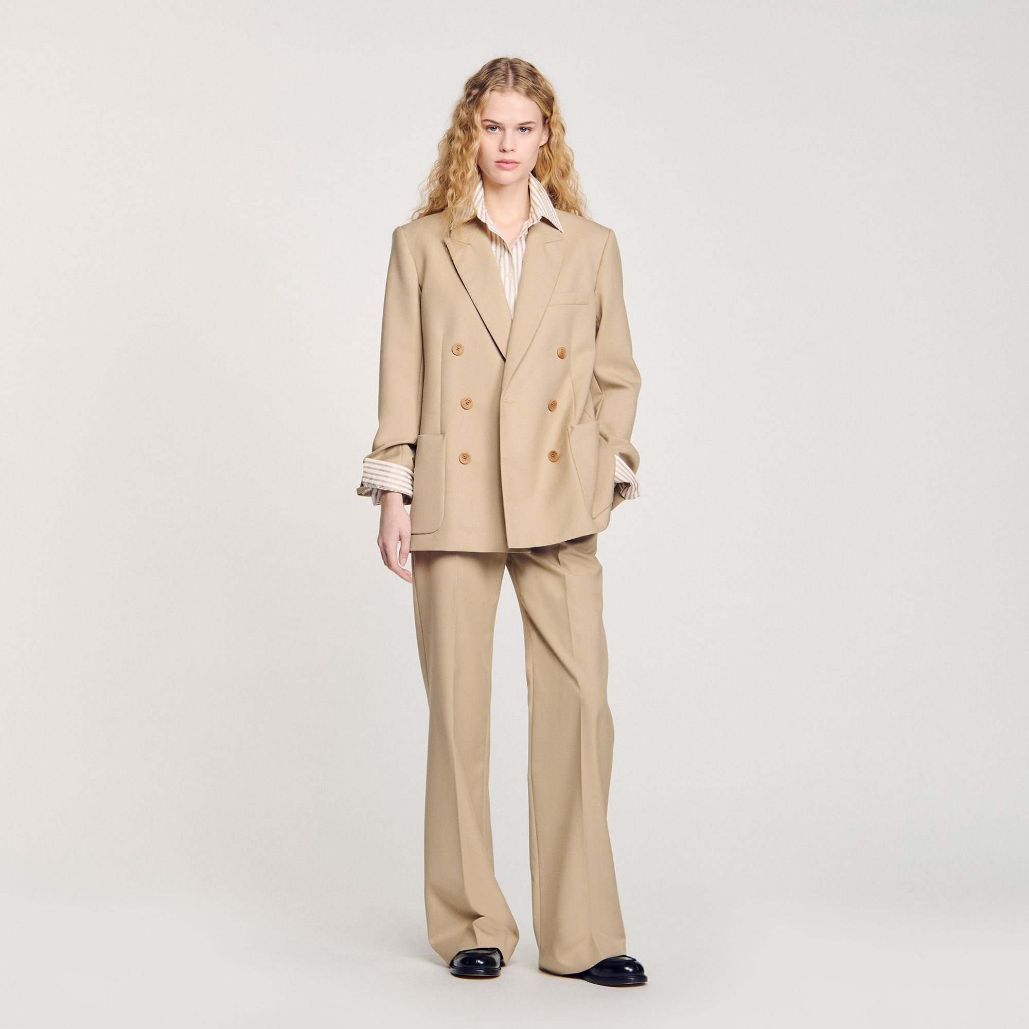 Sandro / Double-breasted suit jacket Sand