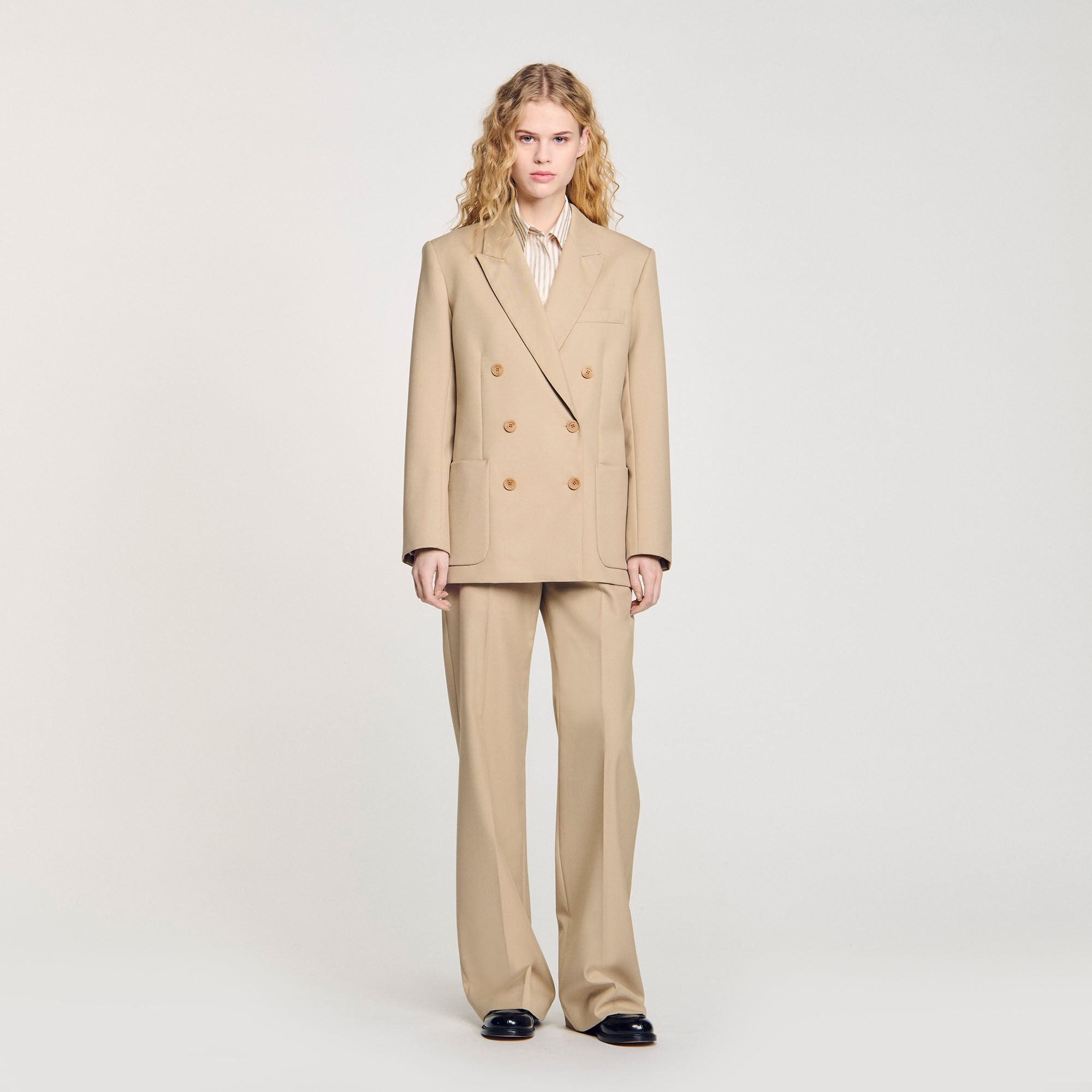 Sandro / Double-breasted suit jacket Sand