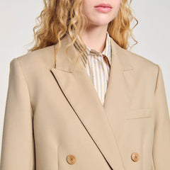 Sandro / Double-breasted suit jacket Sand