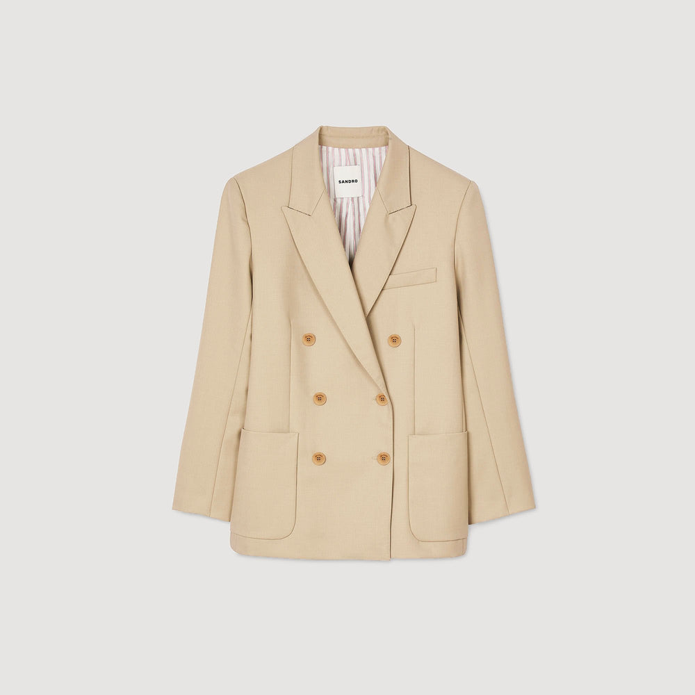 Sandro / Double-breasted suit jacket Sand
