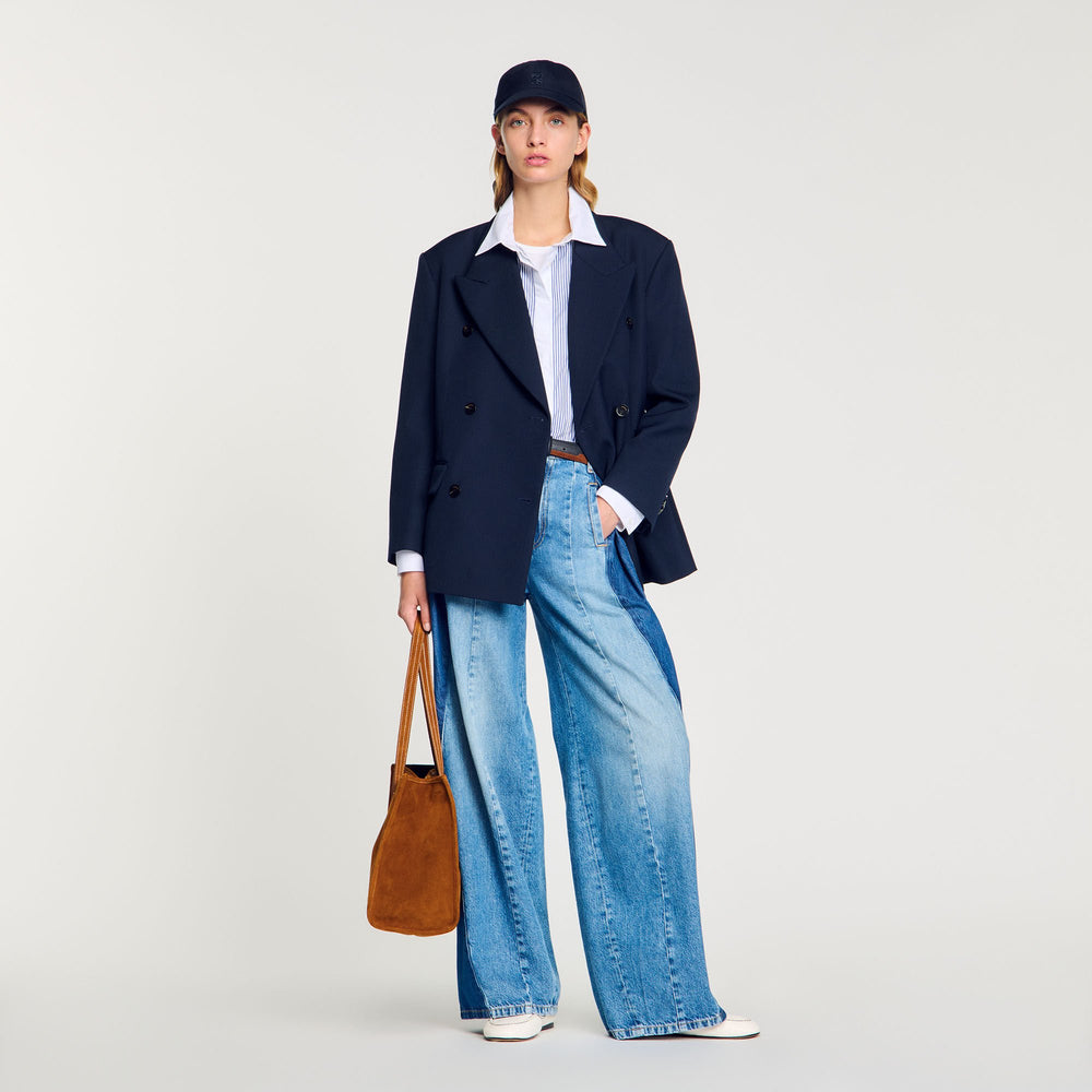 Sandro / Wool blend suit jacket Navy Blue