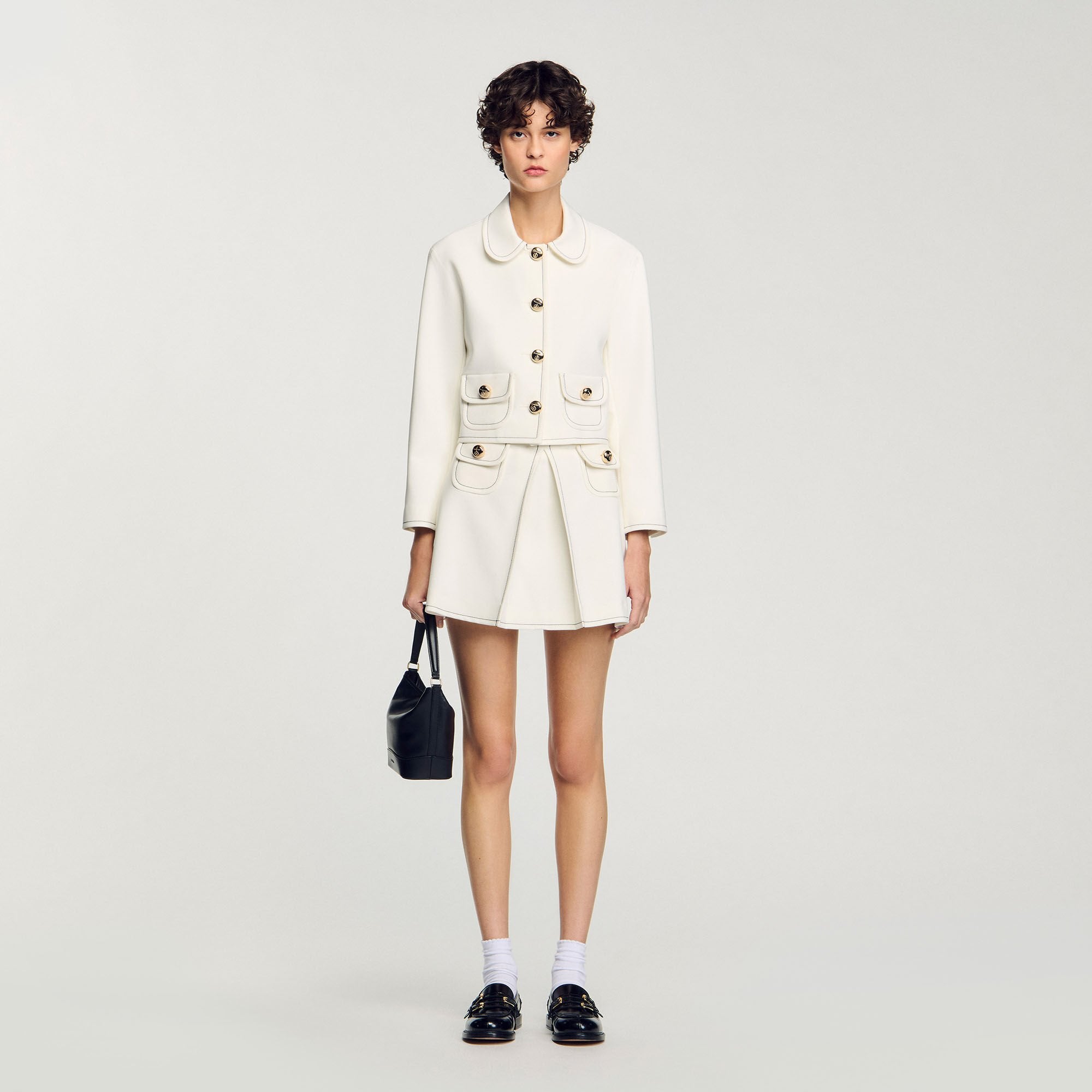 Sandro / Peter Pan collar cropped jacket Ecru