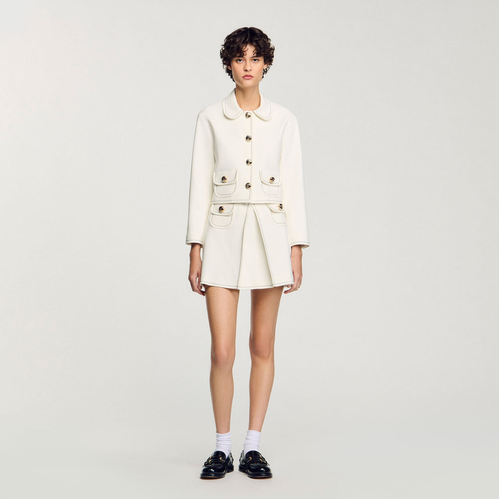 Sandro / Peter Pan collar cropped jacket Ecru