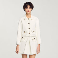 Sandro / Peter Pan collar cropped jacket Ecru