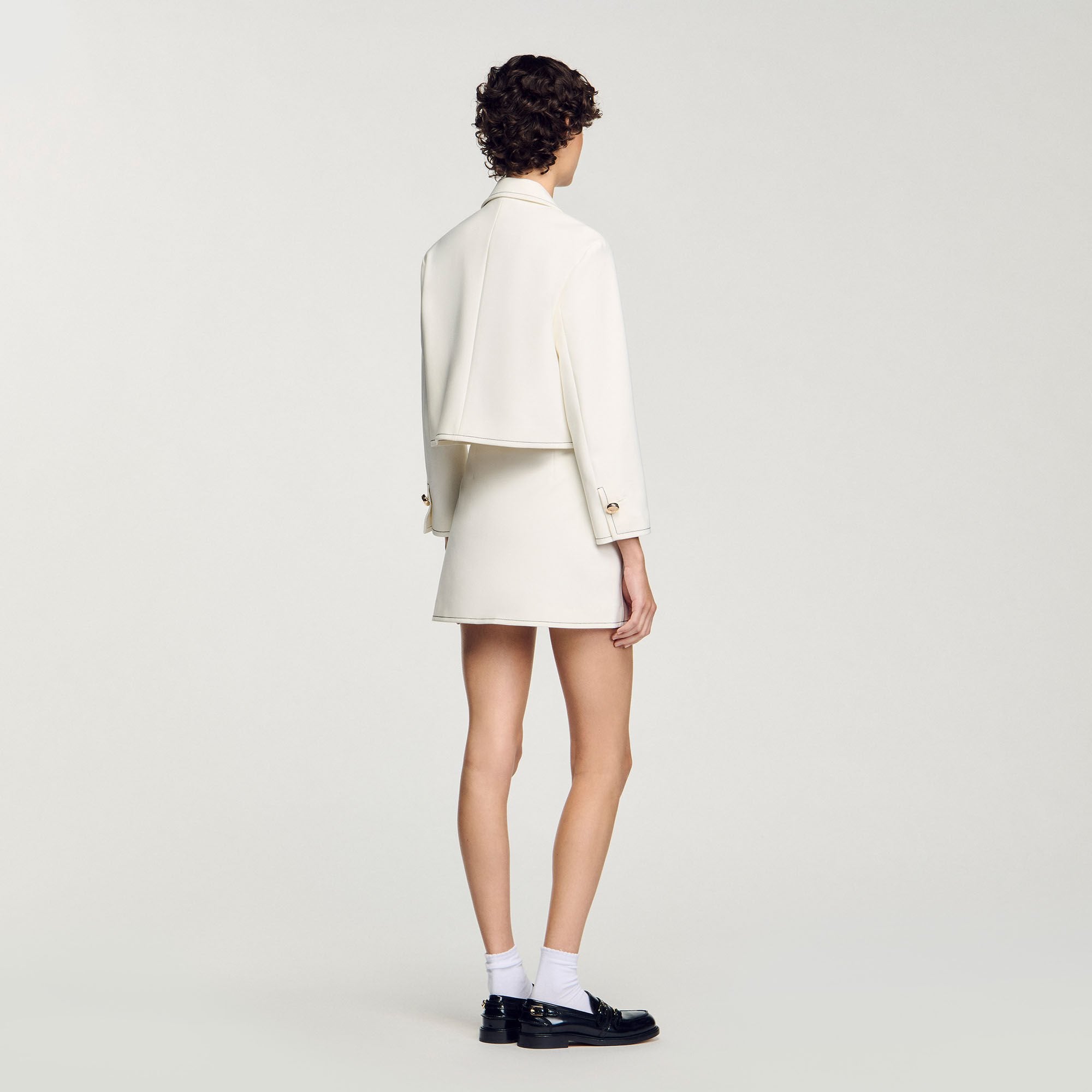 Sandro / Peter Pan collar cropped jacket Ecru