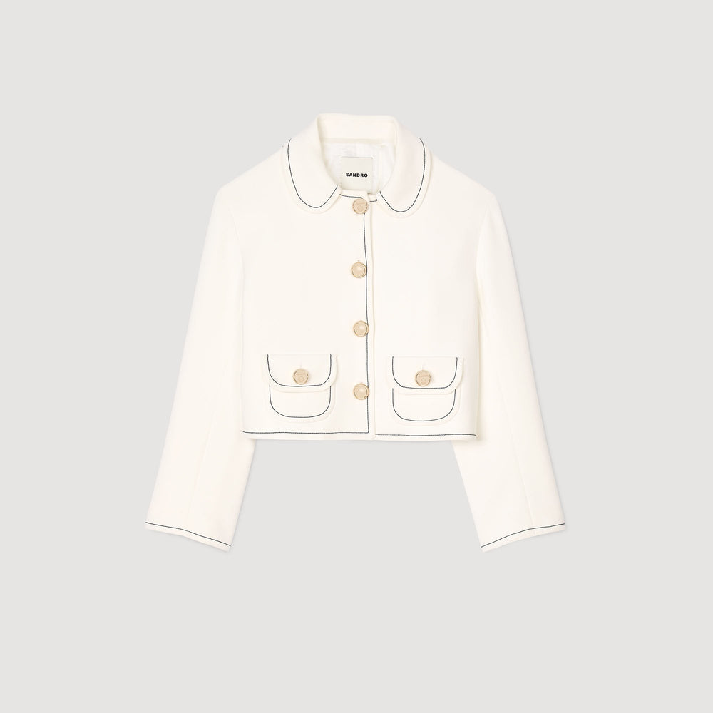Sandro / Peter Pan collar cropped jacket Ecru