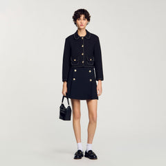 Sandro / Peter Pan collar cropped jacket Black