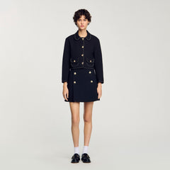 Sandro / Peter Pan collar cropped jacket Black
