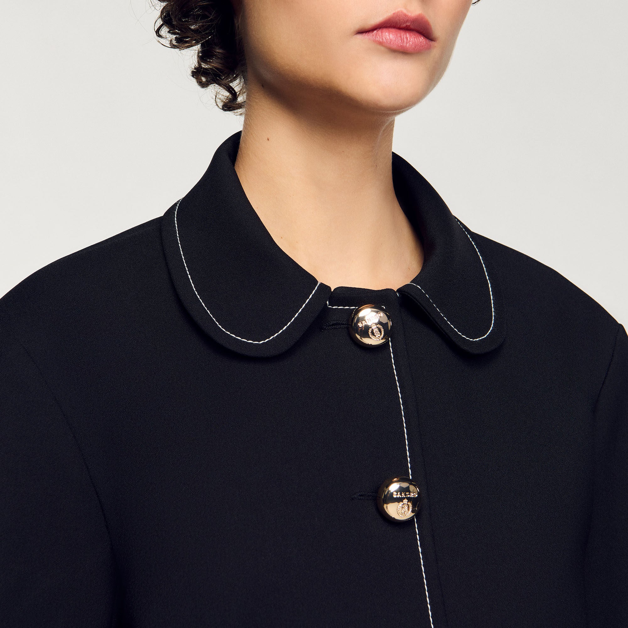 Sandro / Peter Pan collar cropped jacket Black