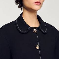 Sandro / Peter Pan collar cropped jacket Black